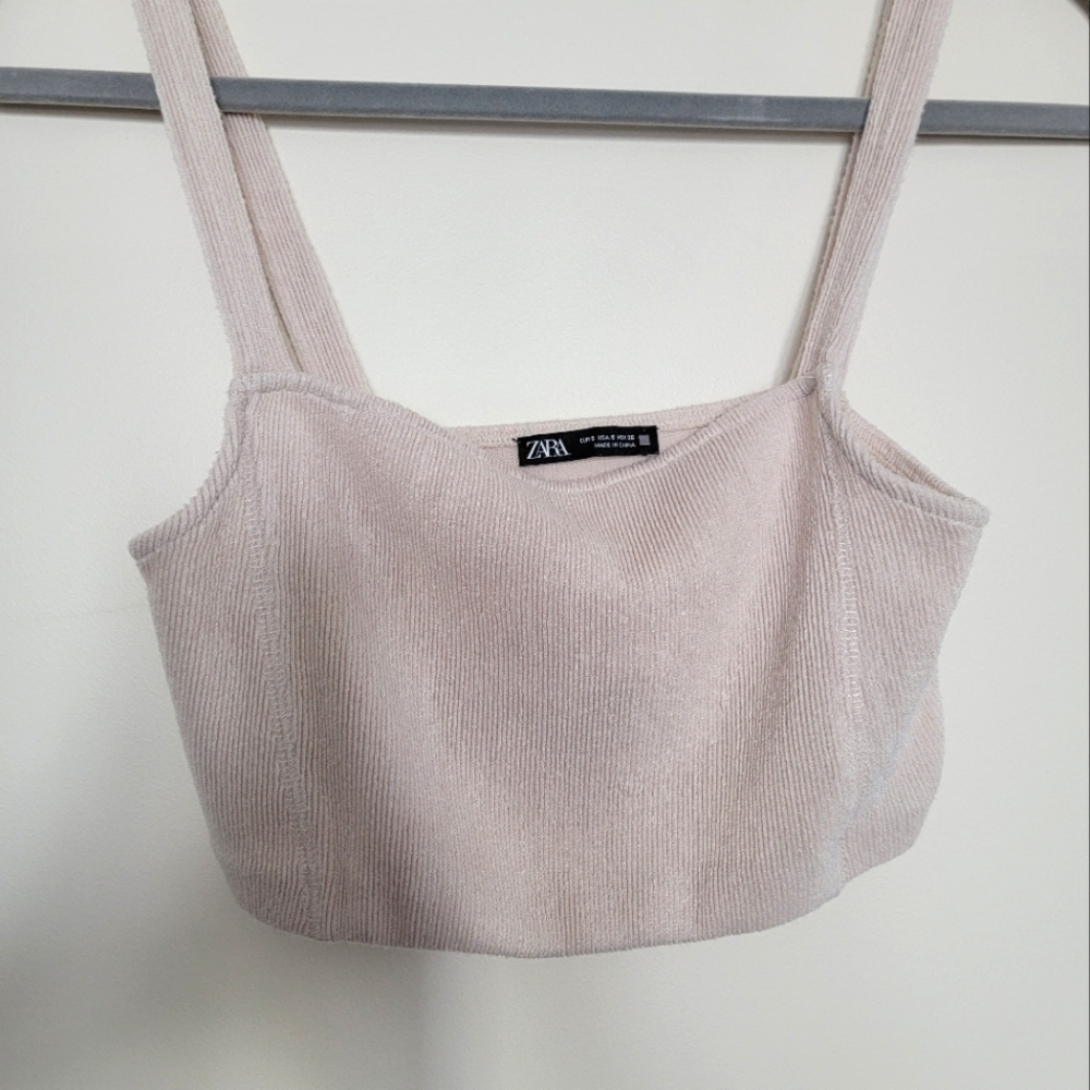 Zara Beige Ribbed Tank Top